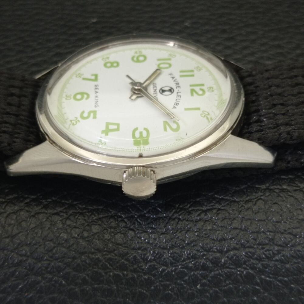 Vintage 1977 Favre Leuba Manual Mens Silver Watch W/Nato Strap - Picture 5 of 9